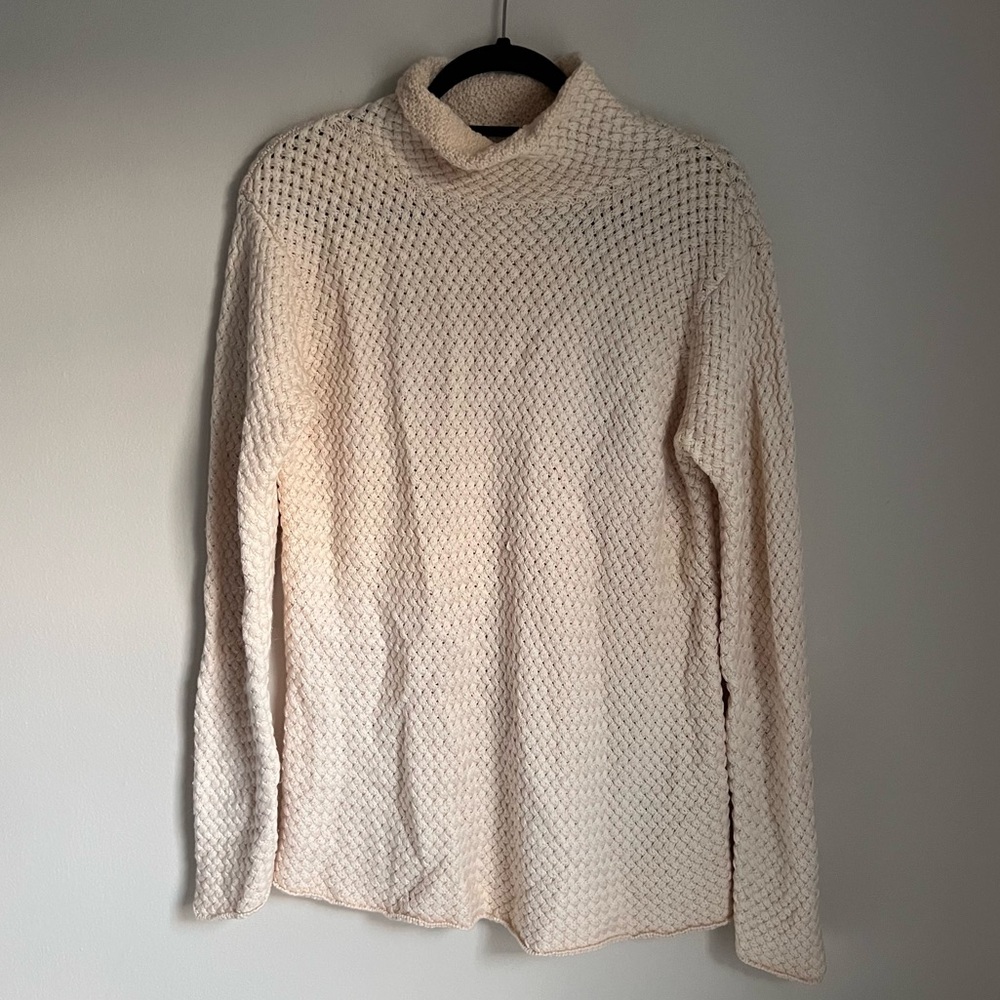 Eileen Fisher 100% Merino Wool Italian Yarn Cozy Cream Knit Sweater